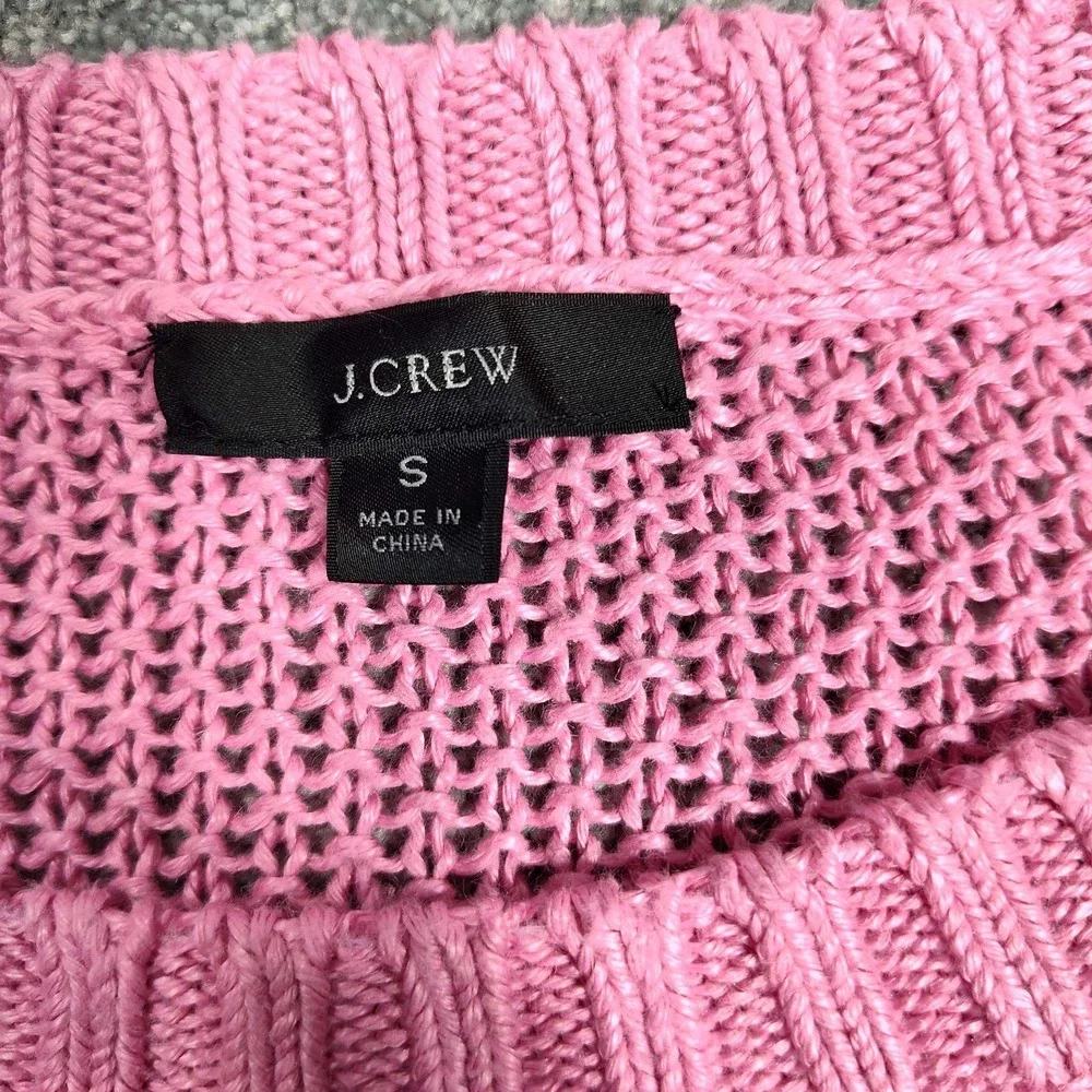 J. Crew Ombre Knit Pullover Sweater V-Neck Coral Pink White Small 100% Linen
